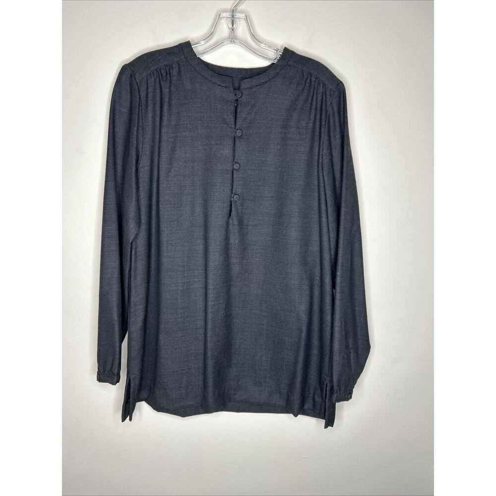 Pendleton Women’s Long Sleeve Gray 100% Wool USA Tunic Blouse Half Button Large